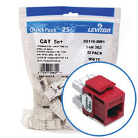 "Leviton 5G110-BC5 GigaMax 5e+ Connector Quickpack (Crimson), CAT 5e, 25-pack"