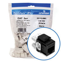 "Leviton 5G110-BE5 GigaMax 5e+ Connector Quickpack (Black), CAT 5e, 25-pack"