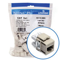 "Leviton 5G110-BI5 GigaMax 5e+ Connector Quickpack (Ivory), CAT 5e, 25-pack"