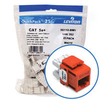 "Leviton 5G110-BO5 GigaMax 5e+ Connector Quickpack (Orange), CAT 5e, 25-pack"