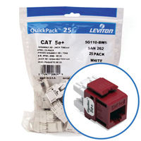 "Leviton 5G110-BR5 GigaMax 5e+ Connector Quickpack (Red), CAT 5e, 25-pack"