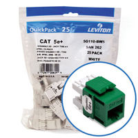 "Leviton 5G110-BV5 GigaMax 5e+ Connector Quickpack (Green), CAT 5e, 25-pack"