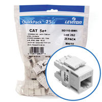 "Leviton 5G110-BW5 GigaMax 5e+ Connector Quickpack (White), CAT 5e, 25-pack"