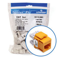 "Leviton 5G110-BY5 GigaMax 5e+ Connector Quickpack (Yellow), CAT 5e, 25-pack"