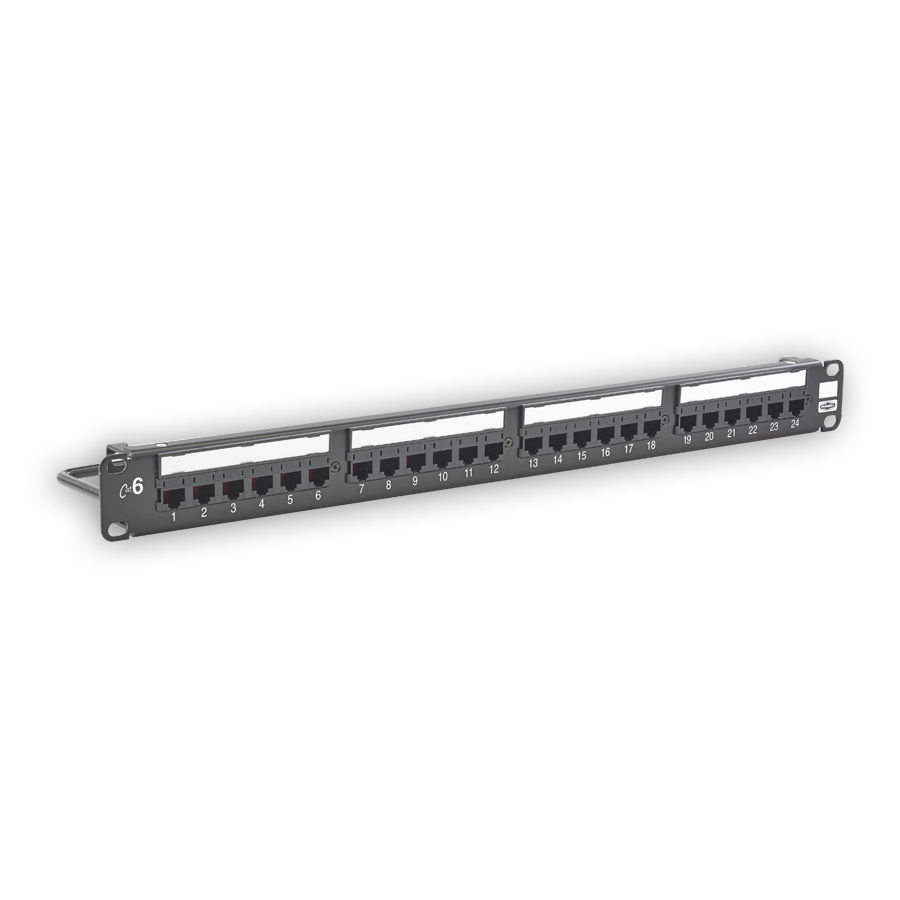 "Hubbell HP624 Patch Panel, Category 6, Universal, Black, 24-port"