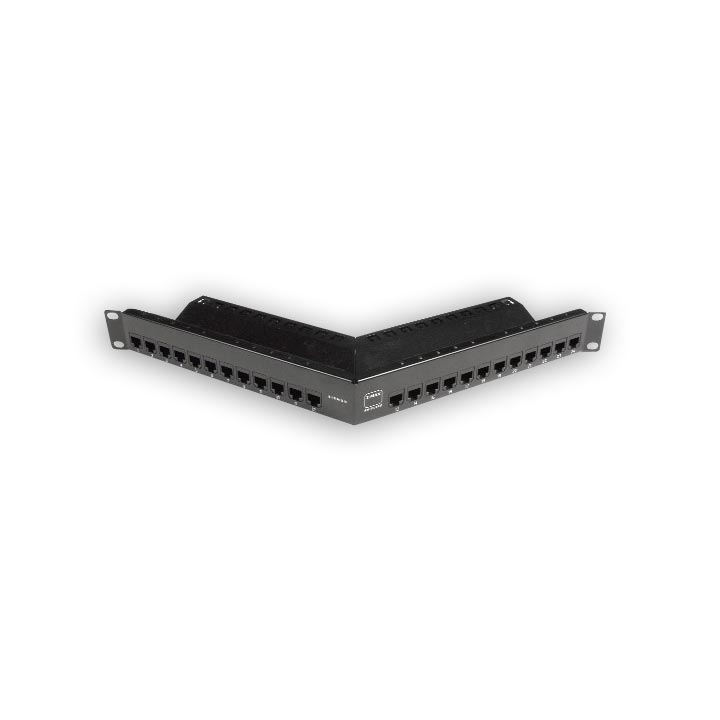 "Siemon Z6-PNLA-24K Z-MAX 24 port category 6 UTP patch panel kit, 1 RMS, black, angled with jacks"