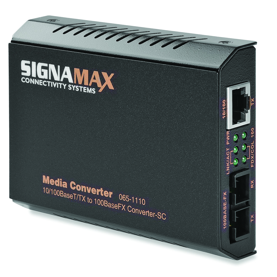 "Signamax 065-1110 10/100BaseT/TX to 100BaseFX Media Converter SC Multimode, 2 km Span"