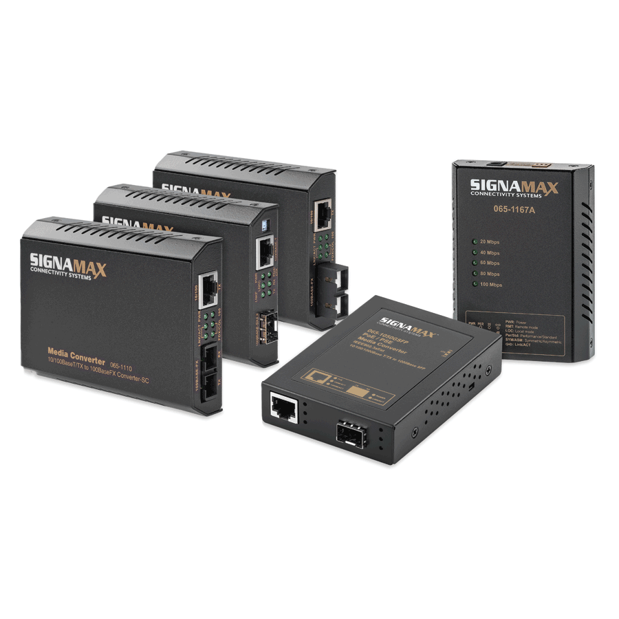 "Signamax 065-1100 10/100BaseT/TX to 100BaseFX Media Converter ST Multimode, 2 km Span"